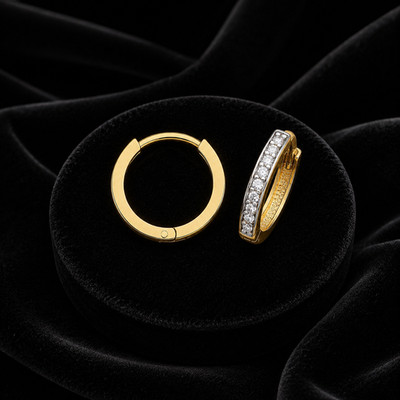 9ct Yellow Gold 10 Stone Hoop Earrings British Made 375 Hallmark Brand New Boxed
