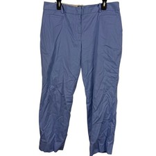 Talbots The Perfect Crop Curvy Womens Blue Khaki Chinos Flat Front Pants sz 14