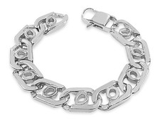 18k White Gold  16mm Bullet Tiger Eye Bracelet, 8