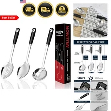 Cooking Spoon Set Stainless Steel Heavy Duty Kitchen Utensils 3 Pcs