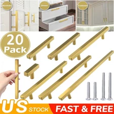 20 X Stainless Steel Brushed Gold Kitchen Cabinet Handles Square Drawer Pulls