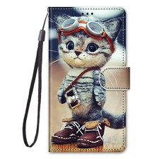 Pilot Cat Wallet Case For Samsung iPhone Mi OPPO Redmi Moto Sony Google Honor