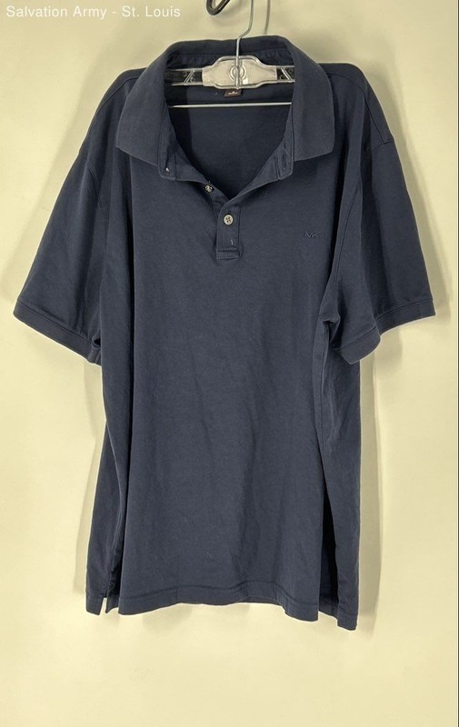 Michael Kors Mens Blue Classic Short Sleeve Collared Polo Shirt Size Medium