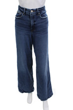 Good American Women Wide-Leg Jeans Dark Blue Mid-Rise Button 31in Size 28