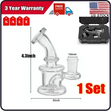 4.3" Mini Glass Bong Smoking Tobacco Glass Water Pipe with 14mm Bowl and Box