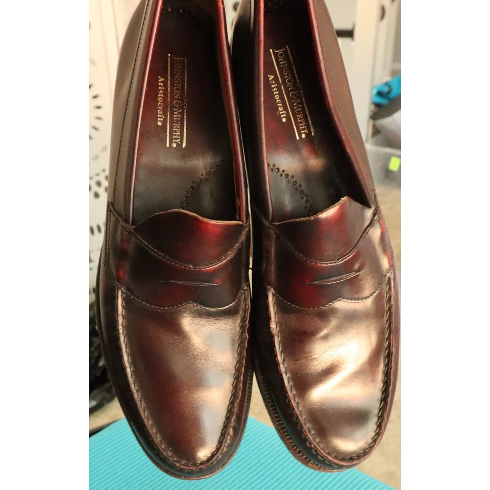 Mocasín Johnston & Murphy Aristocraft Borgoña Granate Cuero Sangre de Buey Penny 13 A Foto 2 de 4