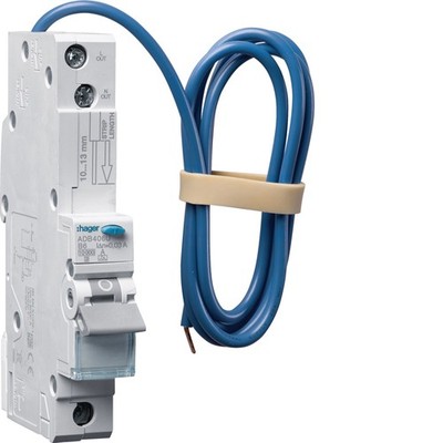 HAGER 6AMP RCBO 10KA DIST BOARD TYPE 30MA B CURVE A TYPE ADB406U