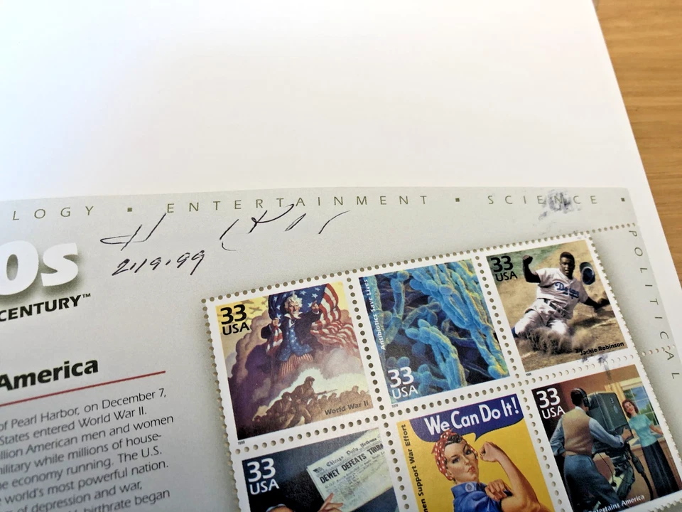 Set of 2 USPS 1999 Stamps Sheets Celebrate the Century 1940s Cancelled Sheets - Image 2 of 4