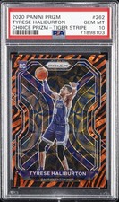 2020 PANINI PRIZM CHOICE PRIZM-TIGER STRIPE #262 TYRESE HALIBURTON PSA 10