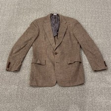 Vintage Austin Reed Men  s Brown Plaid Tweed Flecked Wool USA Blazer Jacket