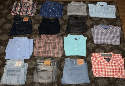 Lot Of Nine Men s Plus Size Shirts And Six Men s Plus Jeans With High End Brands