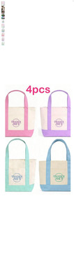 Trader Joe s Mini Pastel Canvas Tote Bag Set Of 4 Colors Limited (New With Tag).