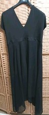 Semi Formal / Cocktail Dress In'Voland Long Black Plunge Neckline Womens Sz 22