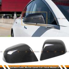 For 2017-25 Tesla Model 3 Direct Add-on Real Carbon Fiber Side Mirror Covers Cap