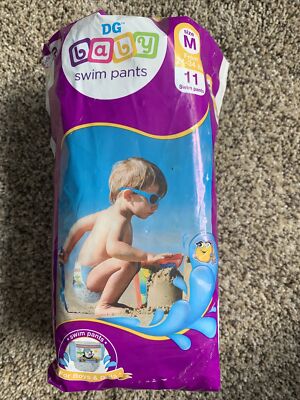 Baby Disposable Swim Pants Swimming Diapers Sz M 24-34lbs 11 Count Pack 