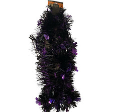 Halloween Die -Cut Tinsel Garland Strand 9ft Black Purple Bats