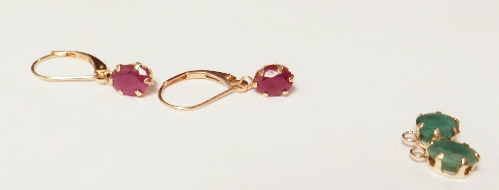 Interchangeable 6x5mm Ruby Emerald 14K Yellow Gol… - image 3