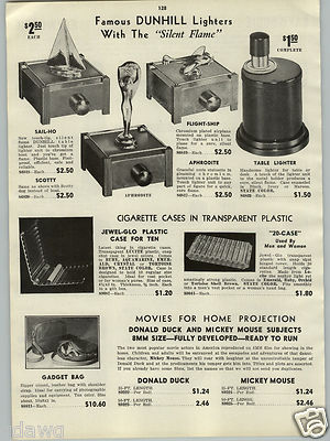 1942 PAPER AD Dunhill Silent Flame Table Cigarette Lighters Sail Boat Plane 