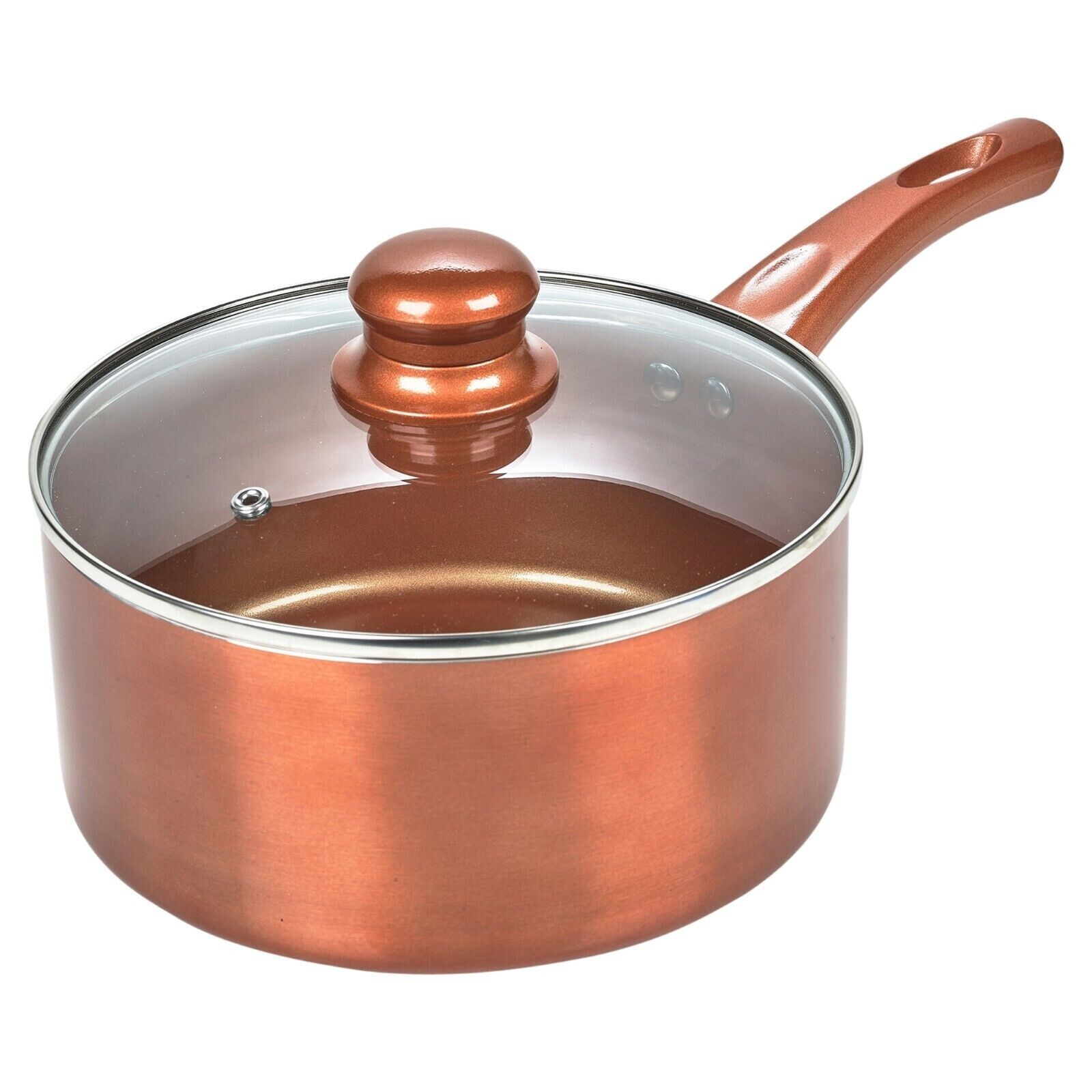 Cacerola de inducción 16/18/20 cm cobre cerámica acero olla con tapa antiadherente