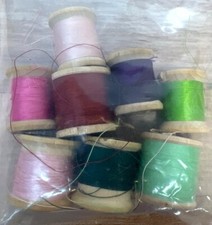 8 Vintage Coats  Clarks And Belding Corticelli Sewing Thread On Wooden Spools A