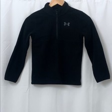 Boys Under Armour Black Fleece 1/4 Zip Pull Over Size 7 EUC