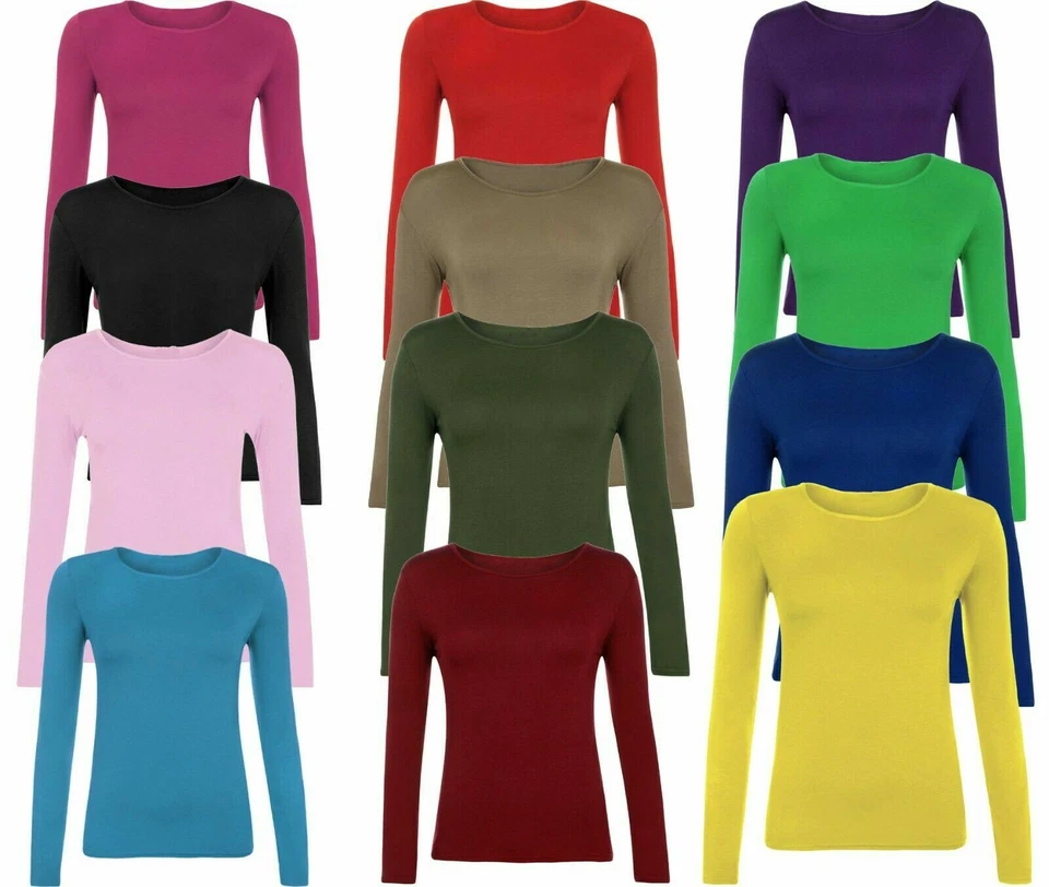 METLUQ New Girls Long Sleeve Top Kids Plain All Colour Tee Tops T-Shirt Age 2-13 Years