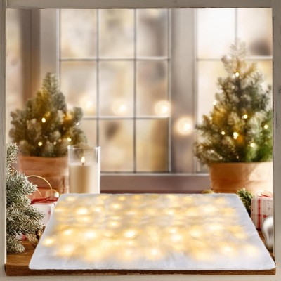 Weihnachten Schneedecke mit Lichtern 180cmx45cm Glitzer Tischläufer