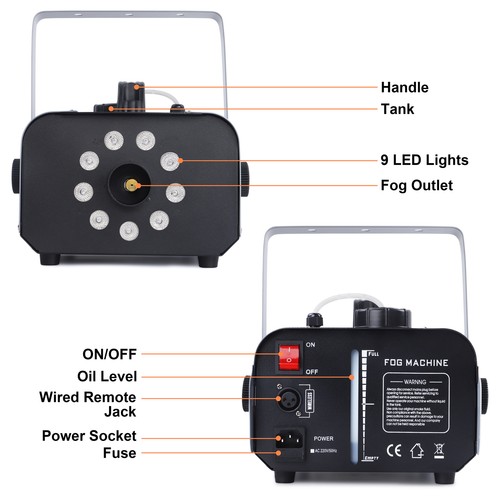 1200W Smoke Fog Machine RGB Color Stage Mist Effect Halloween Xmas Disco +Remote - Picture 11 of 16