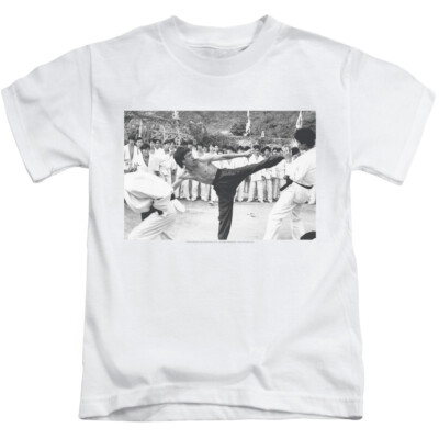 Bruce Lee Boys T-Shirt Kick to the Head Photo White Tee