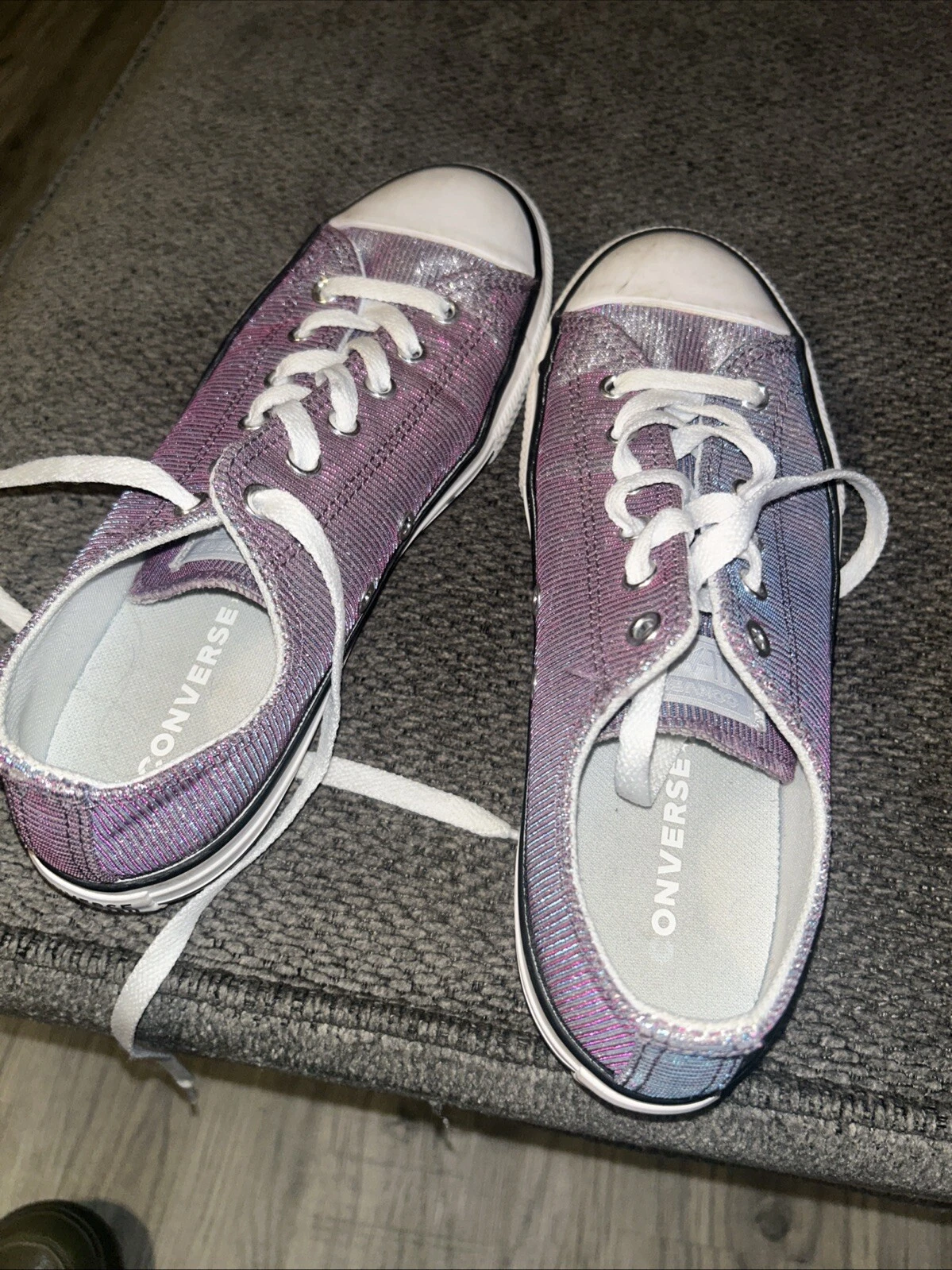 Sneakers basse Converse All Star viola glitter scarpe grandi ragazza junior taglia 5