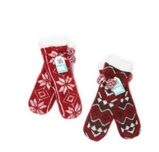 MUK LUKS Red Geometric Snowflake 2pair Pack Eyelash Cabin Socks Red-S/M 6-8