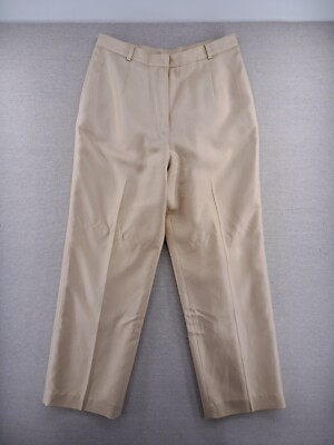 Talbots Dress Pants Womens 12 Ivory Yellow Tan Beige High Rise 100% Silk  W30" | eBay