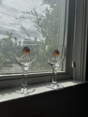 2pk LEFFE Belgian Beer Glass Chalice Goblet Abbaye de Abdij van Leffe 25cl 8.5oz