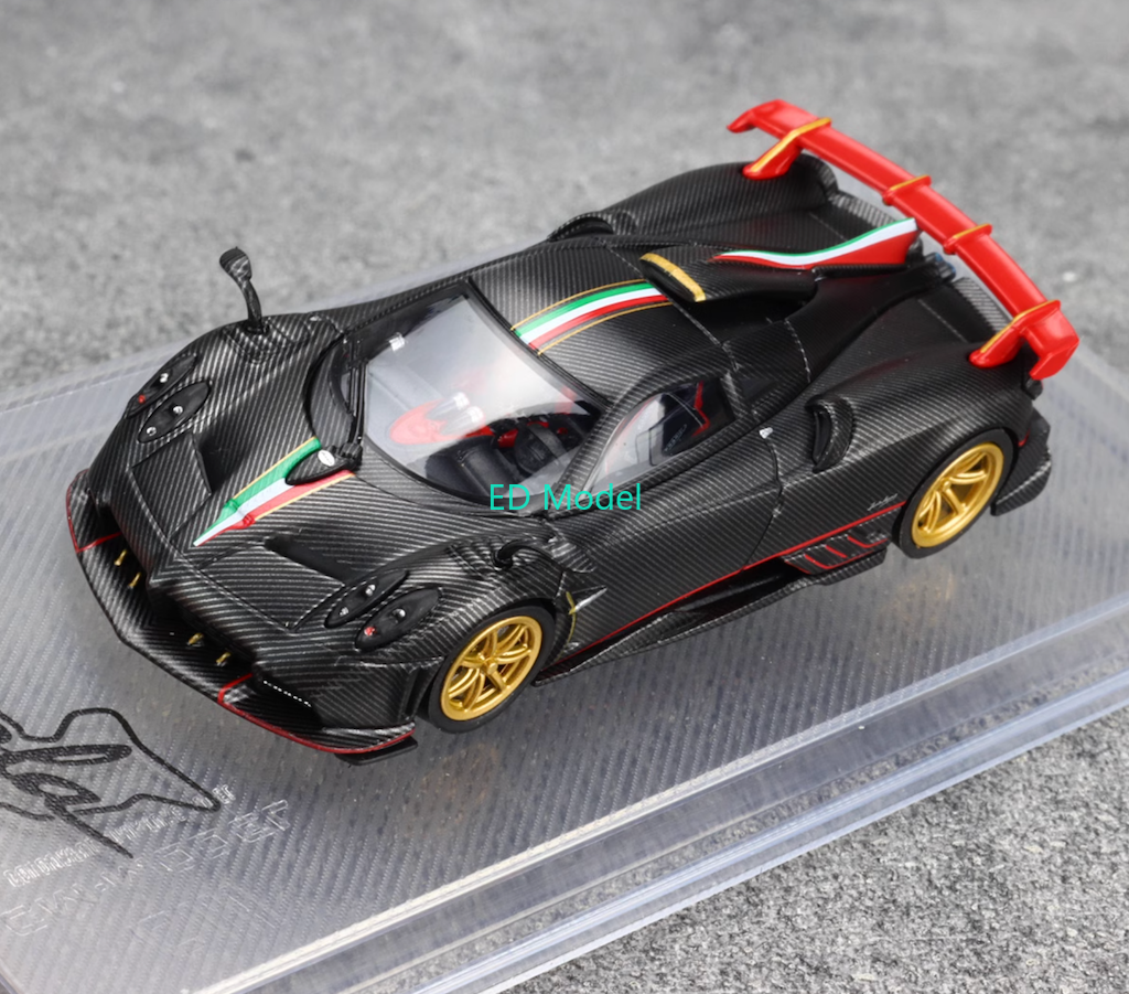 BN CM 1:64 Black Carbon Gold Rims Imola Racing Sports Model Diecast Metal Car