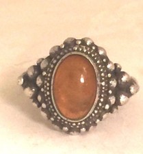 Vintage Sterling Silver Amber Ring Size 9 10.7g