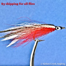 6-Pack Lefty's Deceiver Red White Saltwater Fly, trout steelhead salmon fly