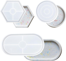 3PCS Resin Molds Silicone,Epoxy Resin Molds for Resin round Oval Hexagon, Used f