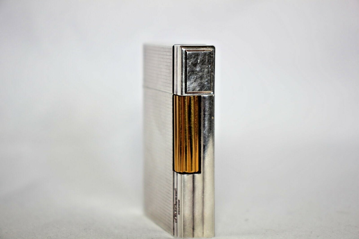 S.T. DUPONT GATSBY LIGHTER IN SILVER & GOLD PLATE DIAMOND HEAD 