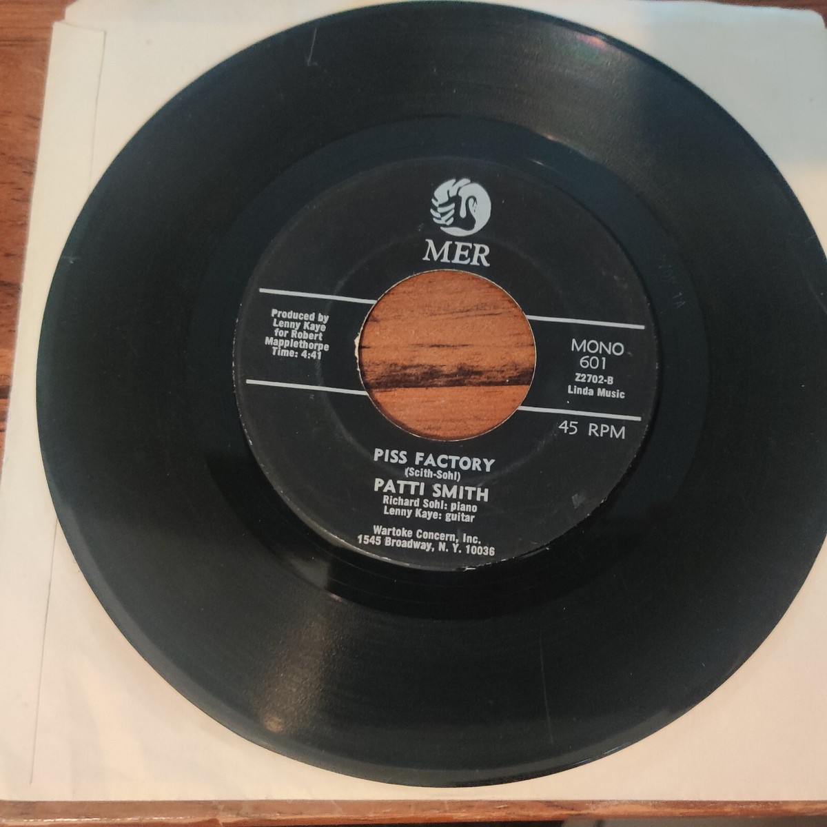 Patti Smith- Hey Joe&frasl;Piss Factory- Mer 601- Orig Press NOT a Boot