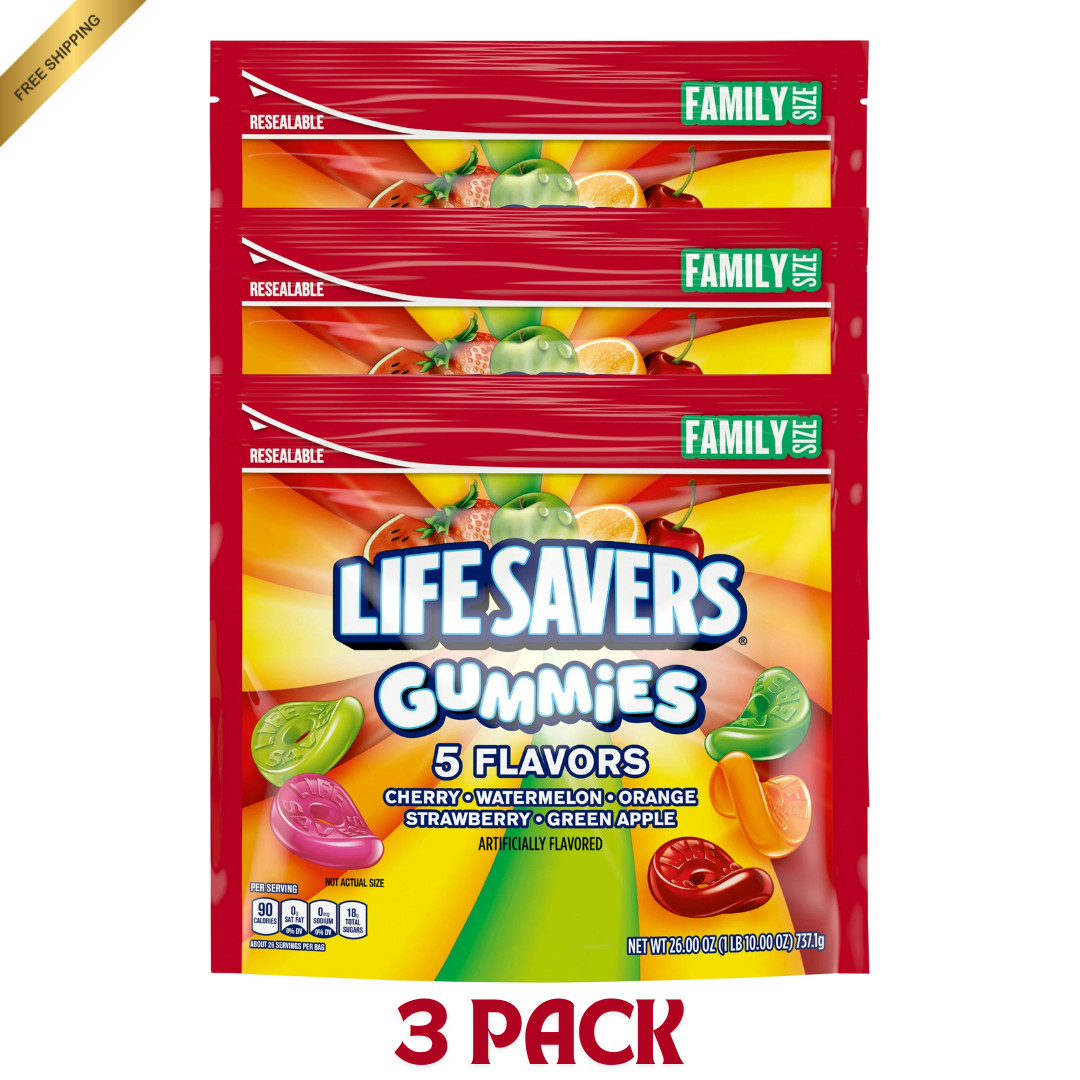 LifeSavers LIFE SAVERS 5 sabores gomitas bolsa de caramelos 26 oz, cinco sabores (3 bolsas)