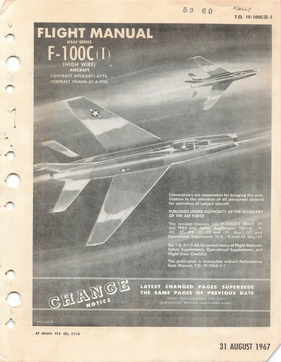 F-100C(I) Super Sabre Flight Manual Pilot's Handbook - CD Version