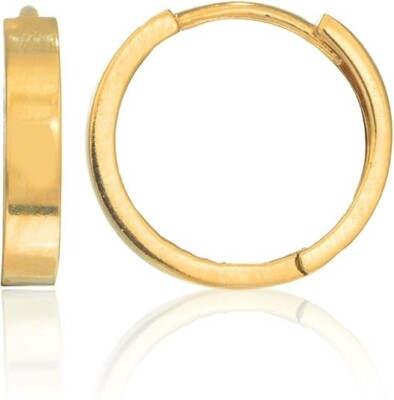 Quadratische Huggie Creolen aus 10 Karat echtem Gelbgold | 13 mm x 2 mm