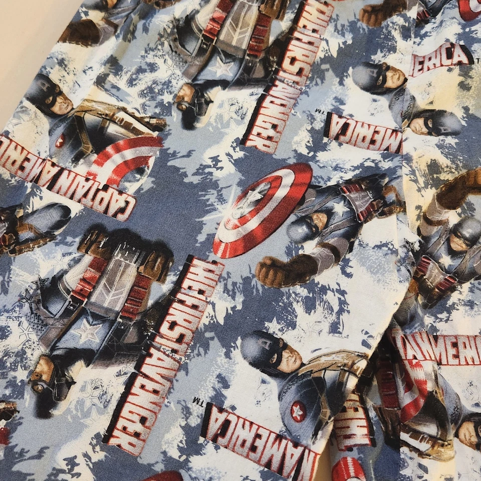 Youth Captain America 睡衣 睡眠短裤 尺寸 大号 蓝色 红色 Pull-On HOMEMADE — 第 2/4 张图片
