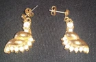 Vintage Earrings Faux Gold  with Faux Jewels costume jewelry