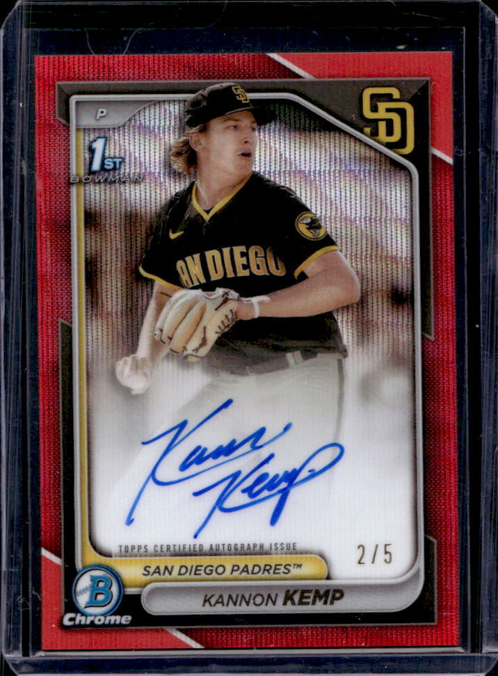 2024 Bowman Chrome Kannon Kemp Prospect Auto Red Wave Refractor 1st #2/5 #CPA-KK