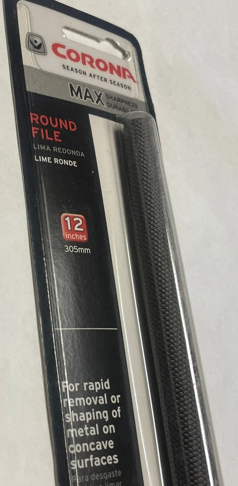 Corona 12” Round File, Bastard Cut, Double-Cut, No Handle - NEW IN BOX (JL041) - Image 3 of 3