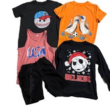 Boys 5 pc Mixed Lot Short/Long Sleeve T-Shirts Shorts Tank Top Medium 8-10
