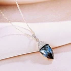 Thick 18K Rose Gold GF Made With Swarovski Crystal Long Trilliant Cut Necklace