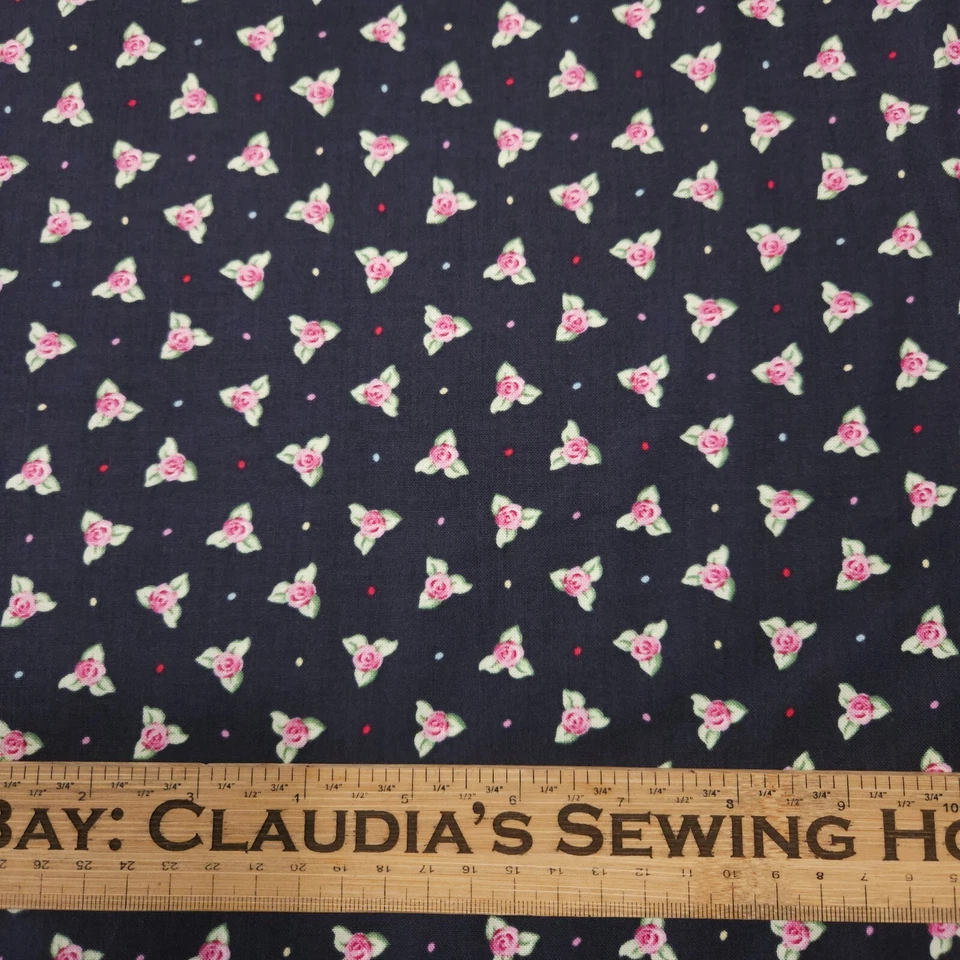 Afternoon Delight BTY Suzanne Cruise Quilting Treasures Pink Rosebud on Charcoal - Image 2 of 3