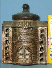 BIG PRICE CUT* 1905/34 PRESTO CAST IRON BANK BUILDING GUARANTEED OLD ORIG CI 772